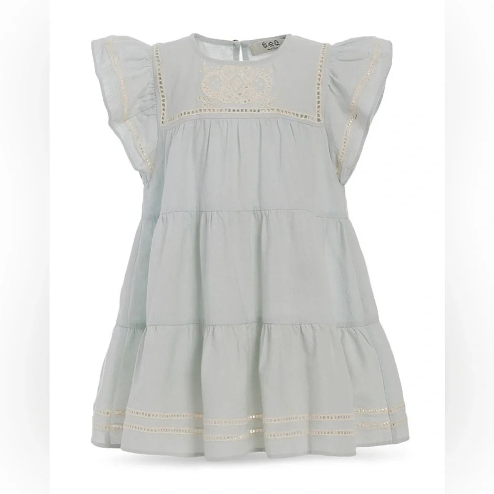 NWT Sea NY Girls' Blaire Cotton Eyelet Flutter Sleeve Dress Size 8Y